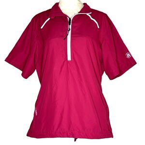 Abacus Packable Womens Athletic 1/4 Zip Jacket Top Red M